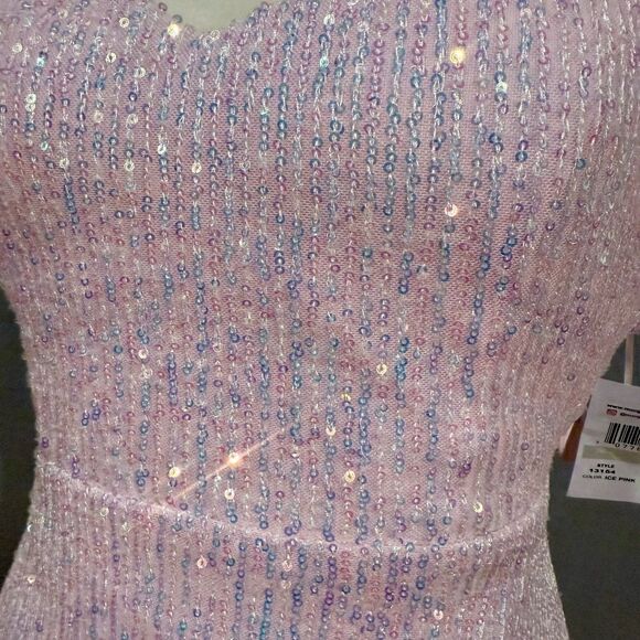 Morgan & Co. Elegant Pink sequin Glitter Evening Dress NWT - Picture 3 of 10